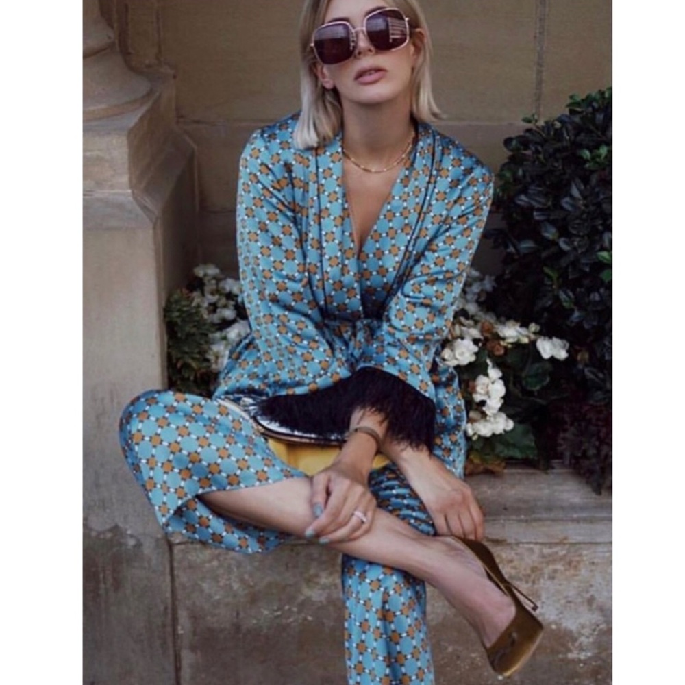 NWT Zara 2 Piece Feather Appliqué Pants Suit